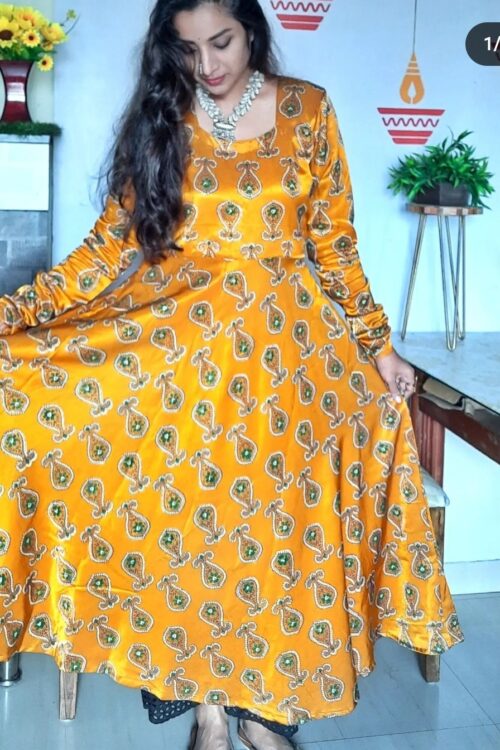 Mustard Gajji silk dress